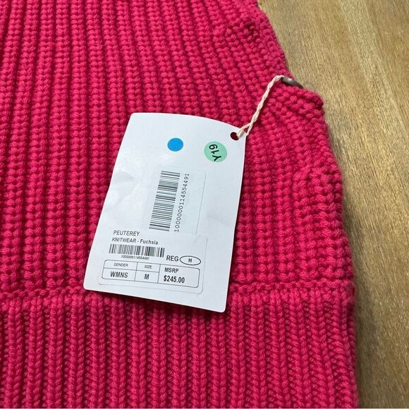 Peuterey Wool Sleeveless Turtleneck Sweater Fisherman Knit Medium Fuchsia Pink - Picture 5 of 16